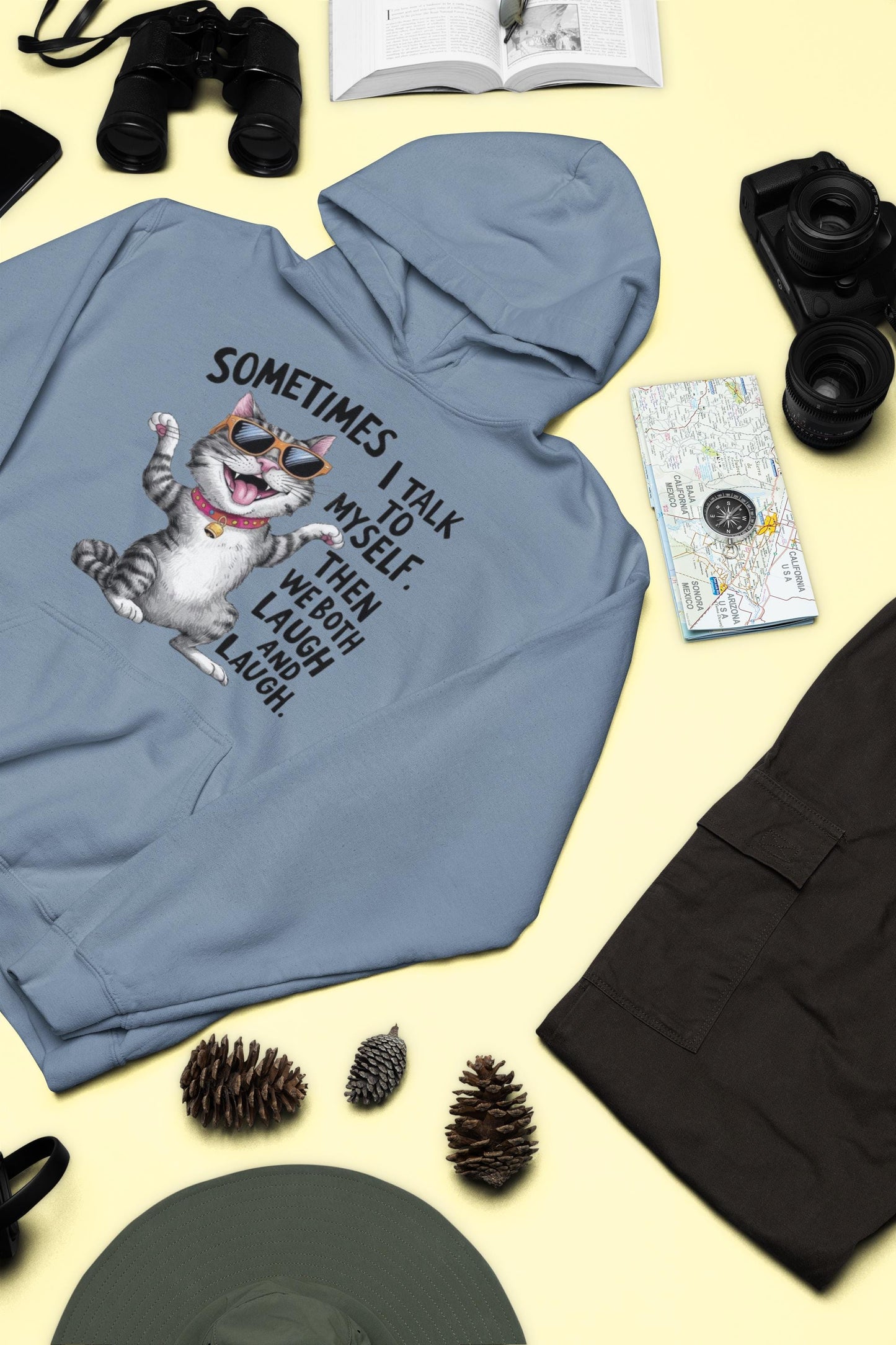 Funny Cat Graphic Hoodie - Unisex Softstyle Streetwear