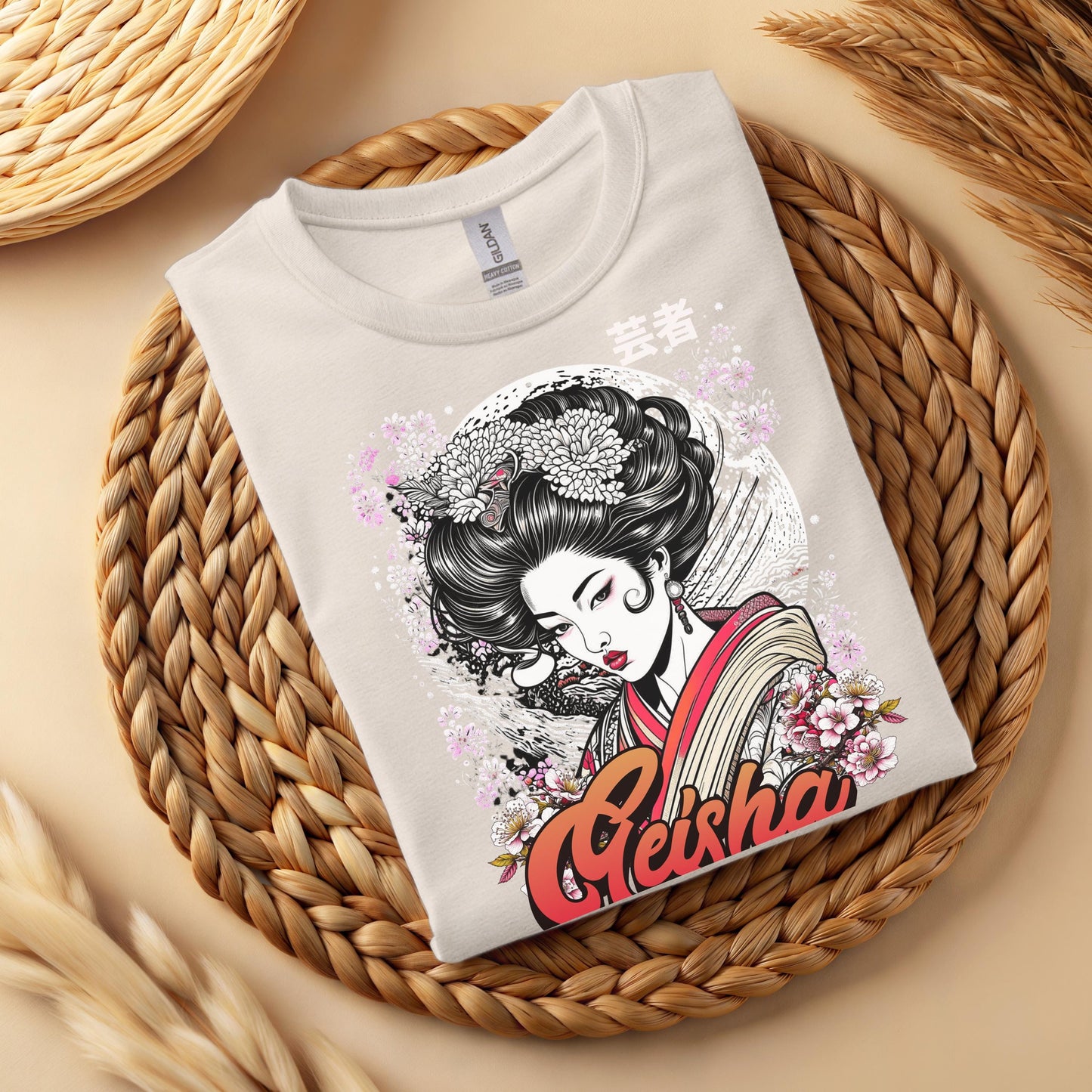 Geisha Sakura T-Shirt, Japanese Ukiyo-e Art Graphic Tee