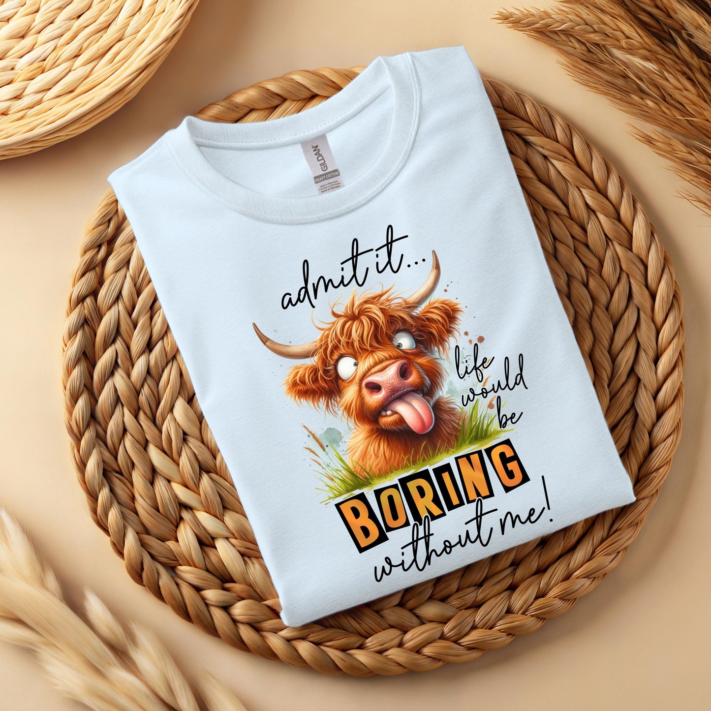 Funny Highland Cow Graphic Tee, Unisex Humor Shirt