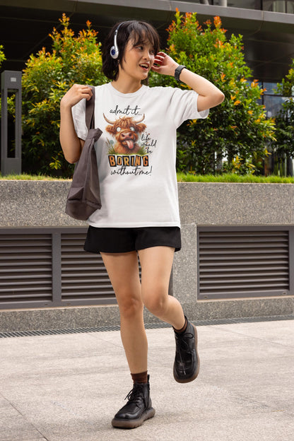 Funny Highland Cow Graphic Tee, Unisex Humor Shirt