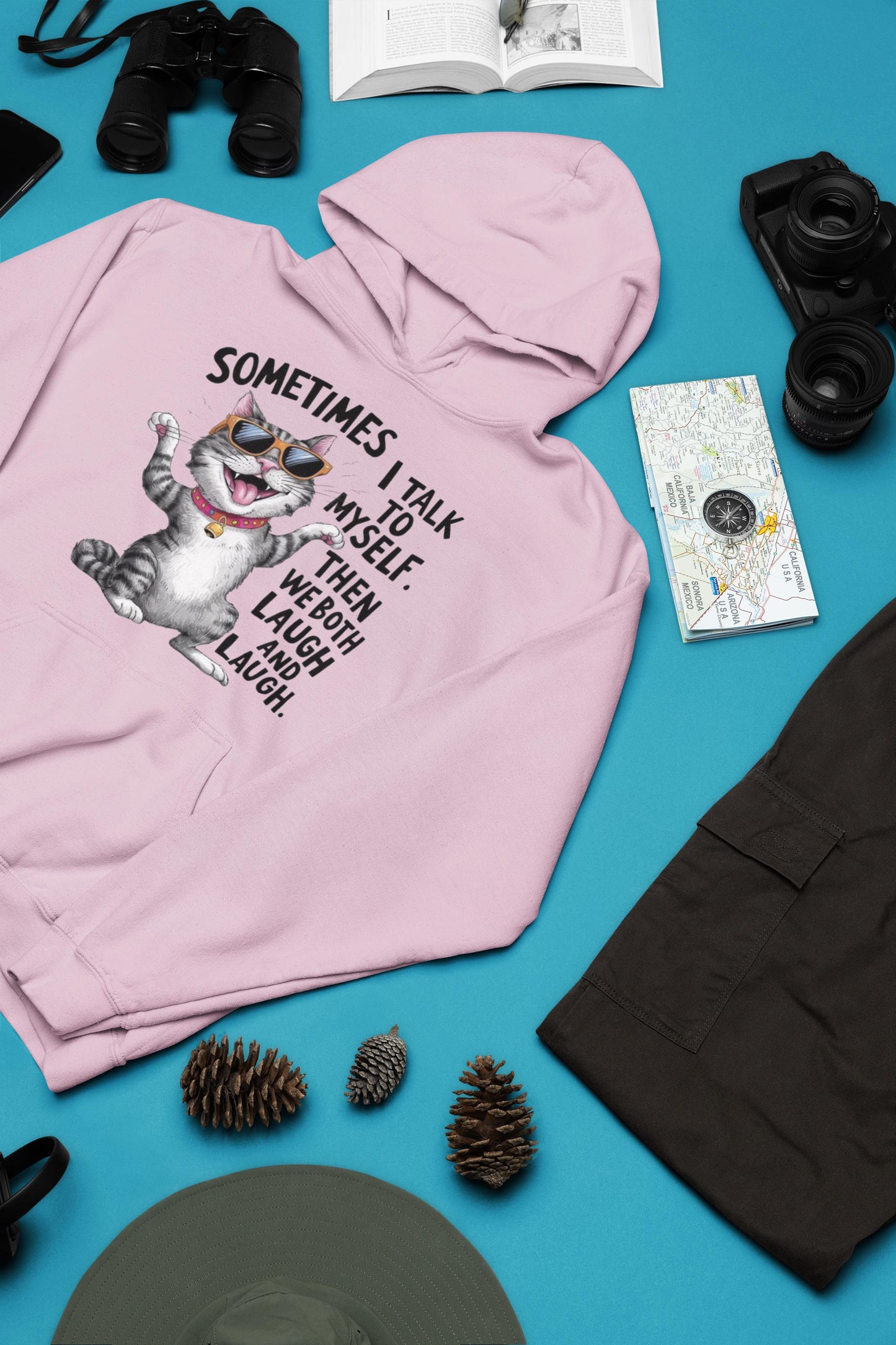 Funny Cat Graphic Hoodie - Unisex Softstyle Streetwear