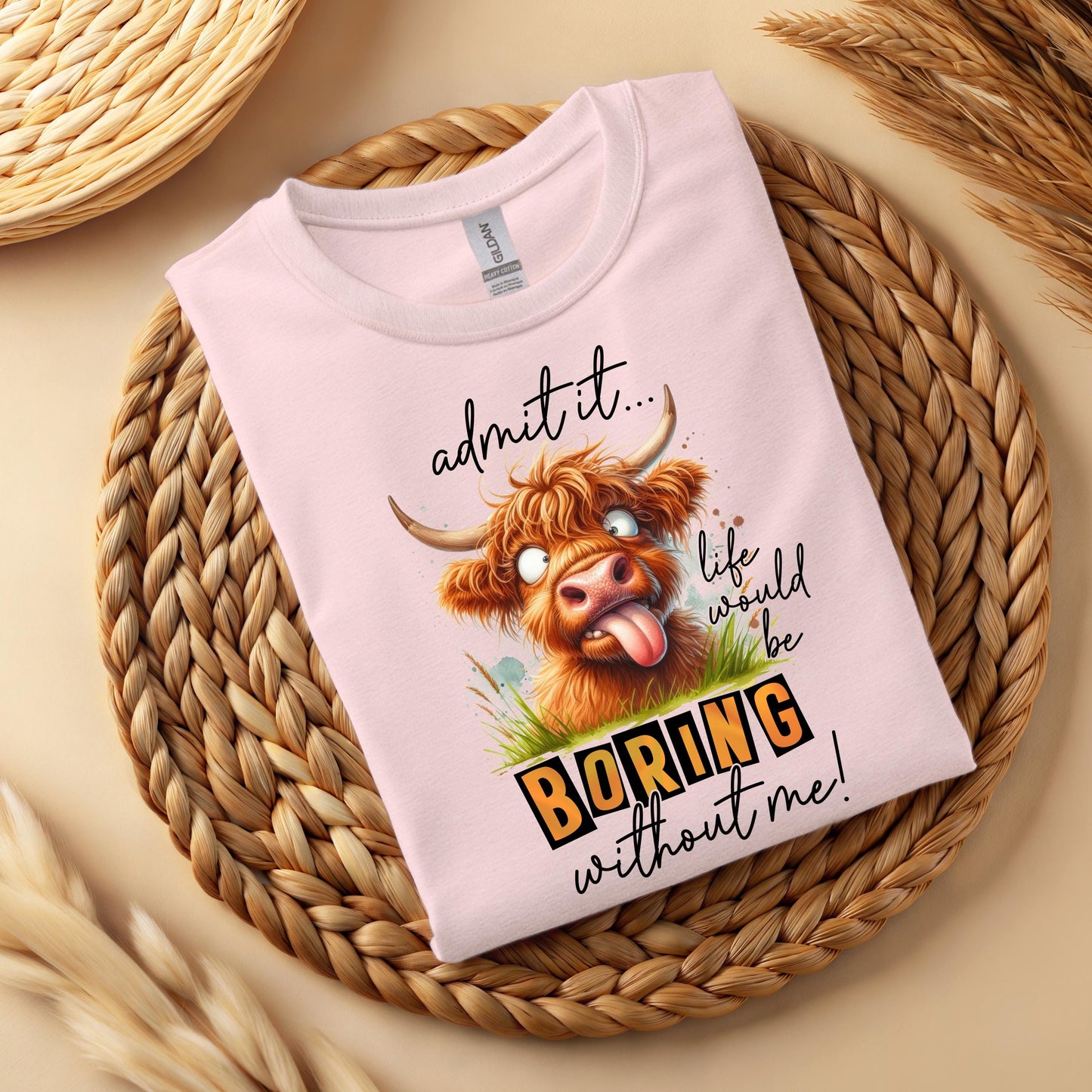 Funny Highland Cow Graphic Tee, Unisex Humor Shirt