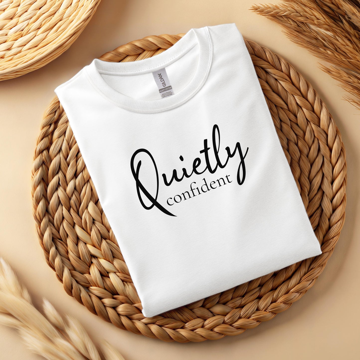 Women's Quietly Confident T-Shirt | Minimalist Empowering Quote Tee | 100% Cotton Shirt