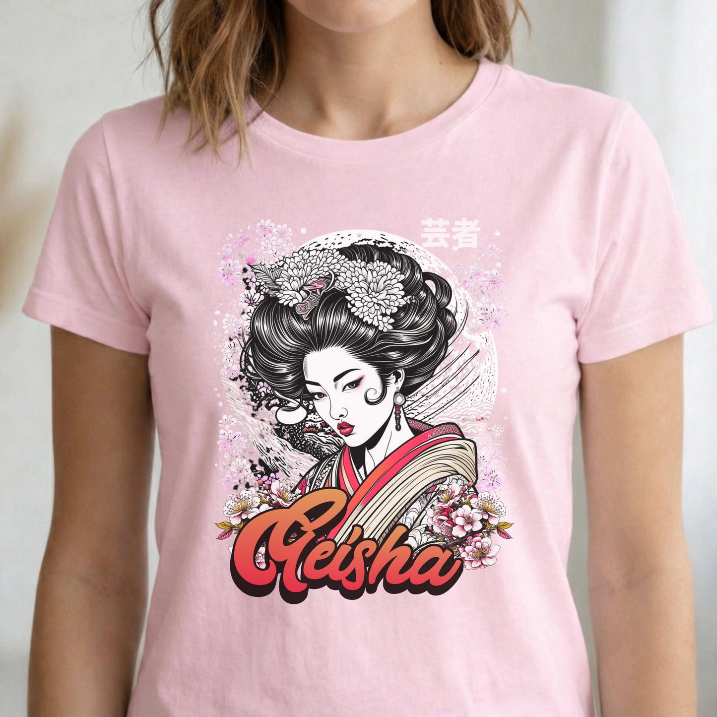 Geisha Sakura T-Shirt, Japanese Ukiyo-e Art Graphic Tee