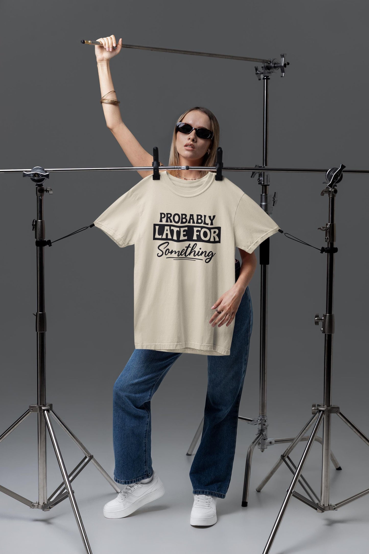 Funny Graphic Tee, Probably Late, Unisex Cotton Blend T-Shirt