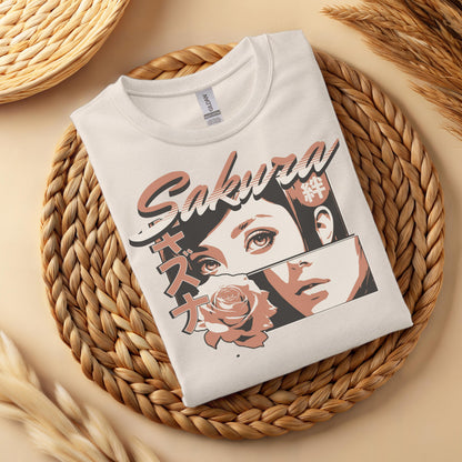 Sakura Anime Graphic T-Shirt, Japanese Streetwear, Vaporwave Art Tee