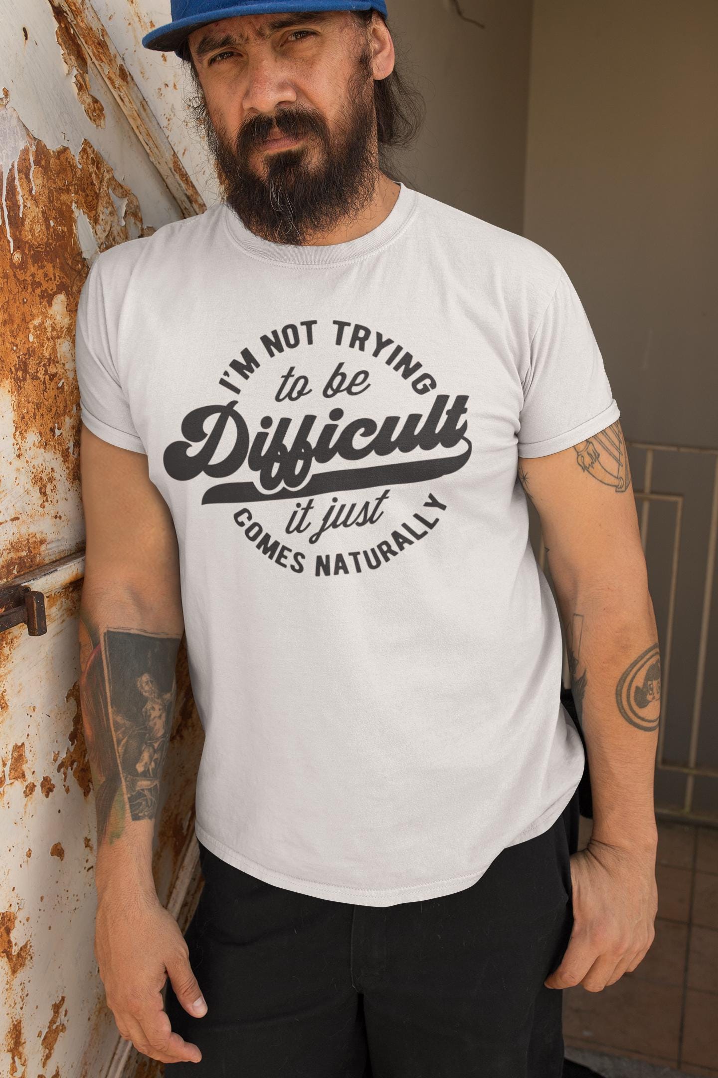 Sarcastic Slogan Tee – "Difficult" Graphic, Unisex Soft Cotton T-Shirt