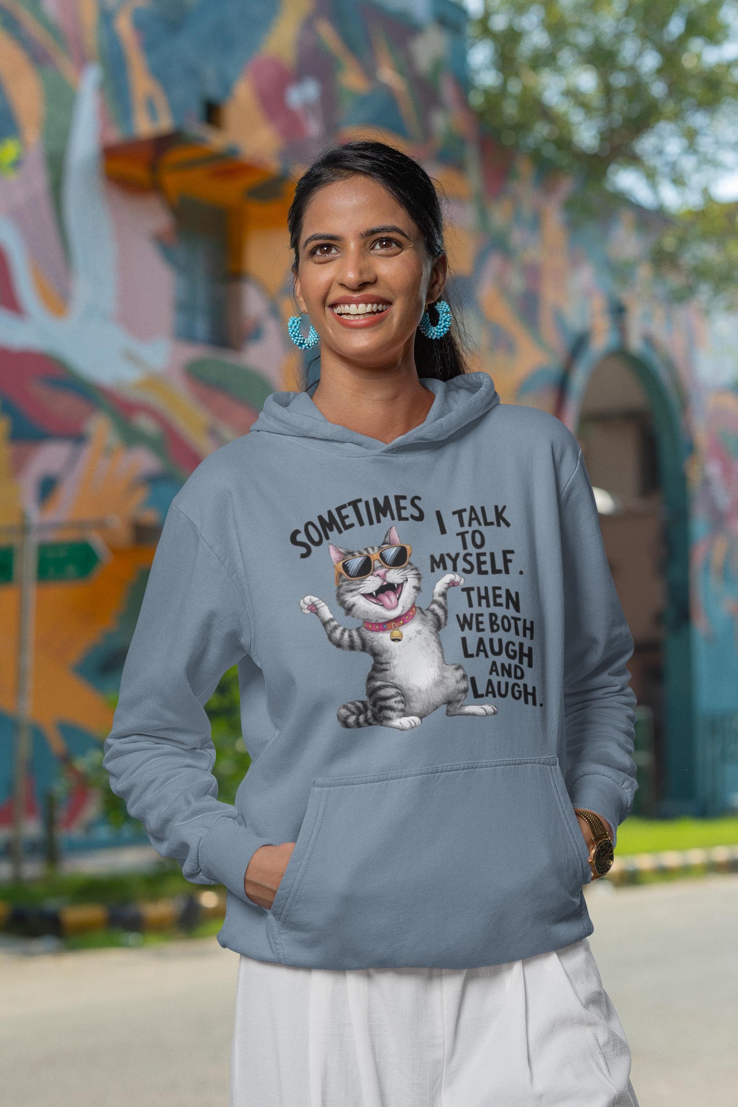 Funny Cat Graphic Hoodie - Unisex Softstyle Streetwear