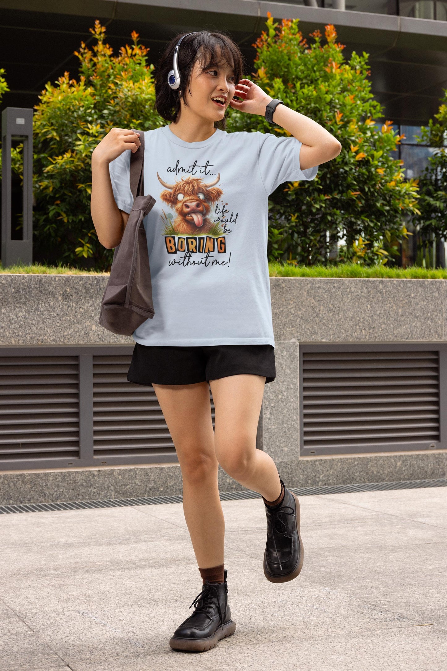 Funny Highland Cow Graphic Tee, Unisex Humor Shirt