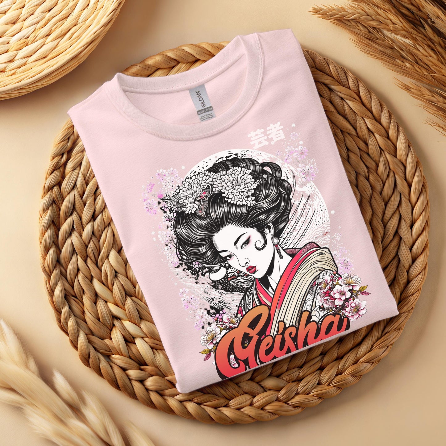 Geisha Sakura T-Shirt, Japanese Ukiyo-e Art Graphic Tee