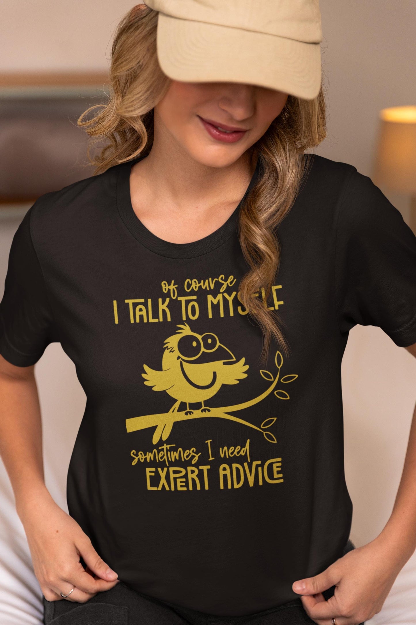 Funny Bird Graphic Tee - "Of Course I Talk to Myself" Quote T-Shirt