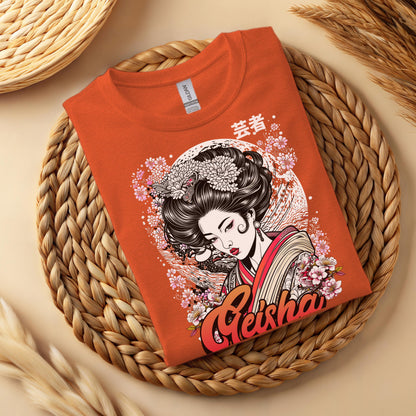 Geisha Sakura T-Shirt, Japanese Ukiyo-e Art Graphic Tee