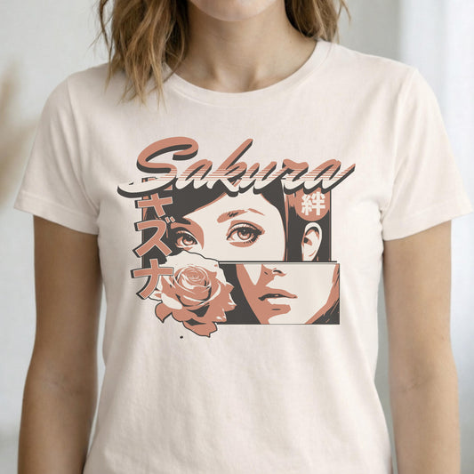 Sakura Anime Graphic T-Shirt, Japanese Streetwear, Vaporwave Art Tee