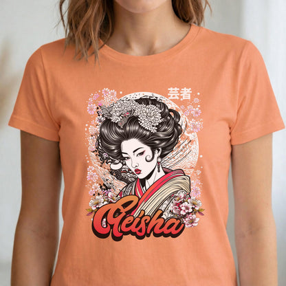 Geisha Sakura T-Shirt, Japanese Ukiyo-e Art Graphic Tee